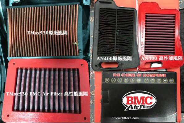 BMC Air Filter 高性能風隔│TMax530與AN400更換前/ 後對比│CORSA MOTORS