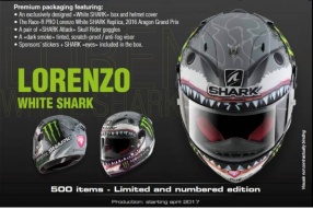 羅倫素真大白鯊SHARK RACE-PRO頂級賽車頭盔確正生產-限量500頂