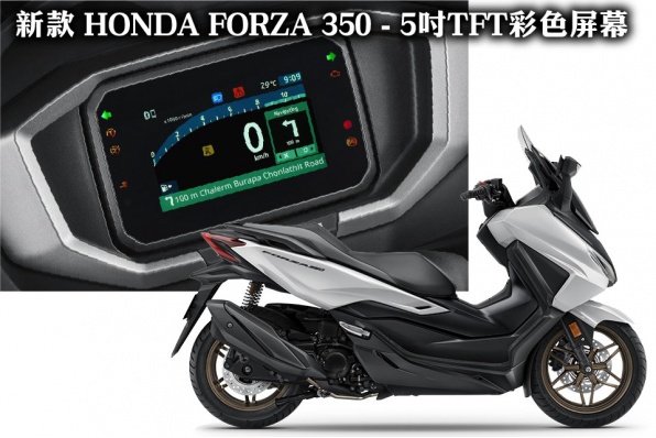 新款 HONDA FORZA 350 - 改用5吋TFT彩色屏幕