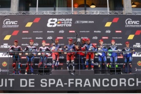 （前五名均使用 BRIDGESTONE 輪胎） 2025 年 EWC 比利時 SPA 8 小時世界耐力賽 — F.C.C. TSR Honda France 打破冠軍荒